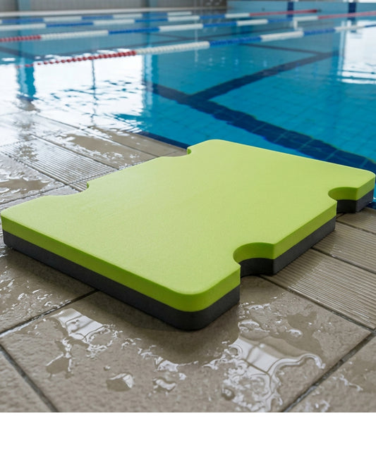 Oesi Rectangular Swim Training Board 44 x 30 cm Lime Eight Side Recesses - Lifestyle view